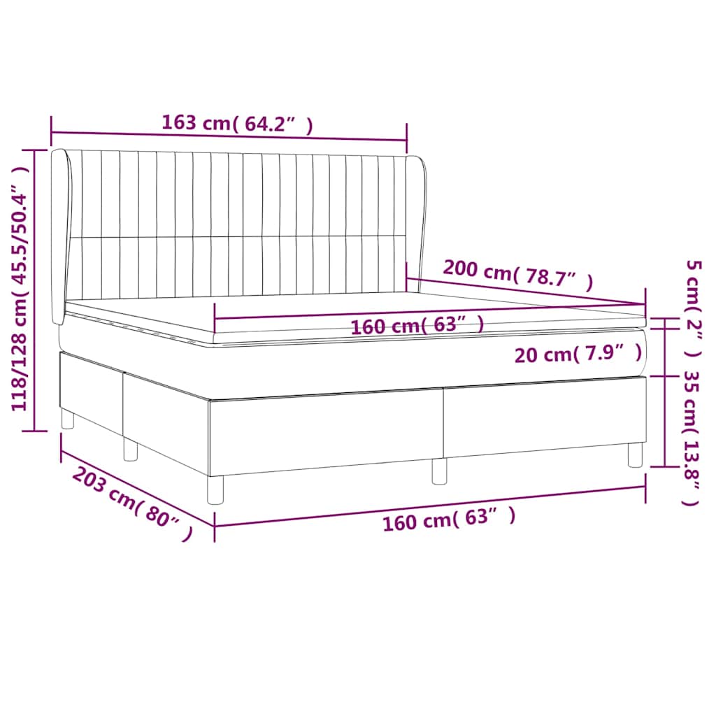 Κρεβάτι Boxspring με Στρώμα Πράσινο 160x200 εκ.Υφασμάτινο - Pakobazaar