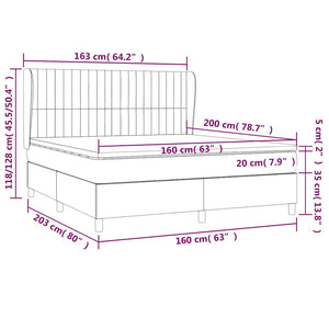 Κρεβάτι Boxspring με Στρώμα Πράσινο 160x200 εκ.Υφασμάτινο - Pakobazaar