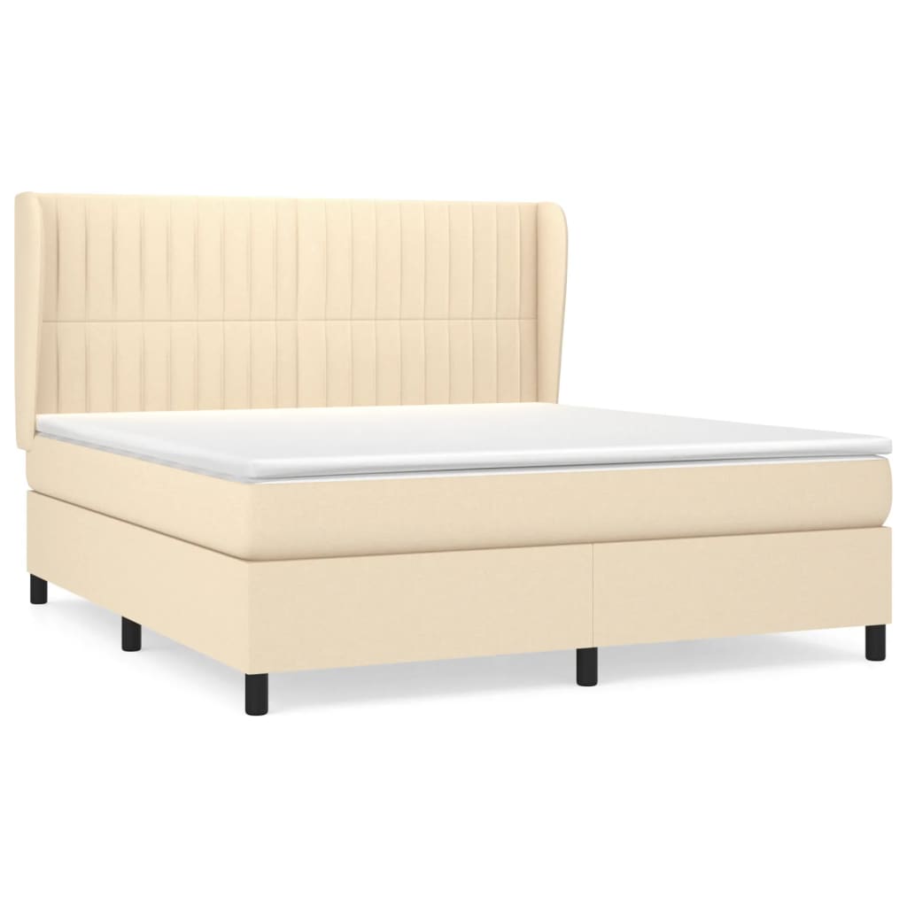 Κρεβάτι Boxspring με Στρώμα Κρεμ 180x200 εκ. Υφασμάτινο - Pakobazaar