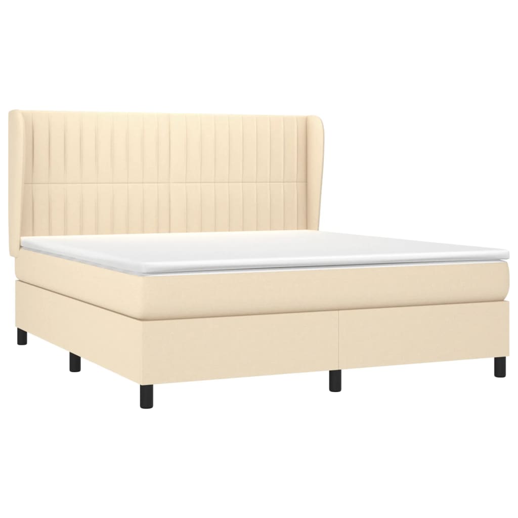 Κρεβάτι Boxspring με Στρώμα Κρεμ 180x200 εκ. Υφασμάτινο - Pakobazaar