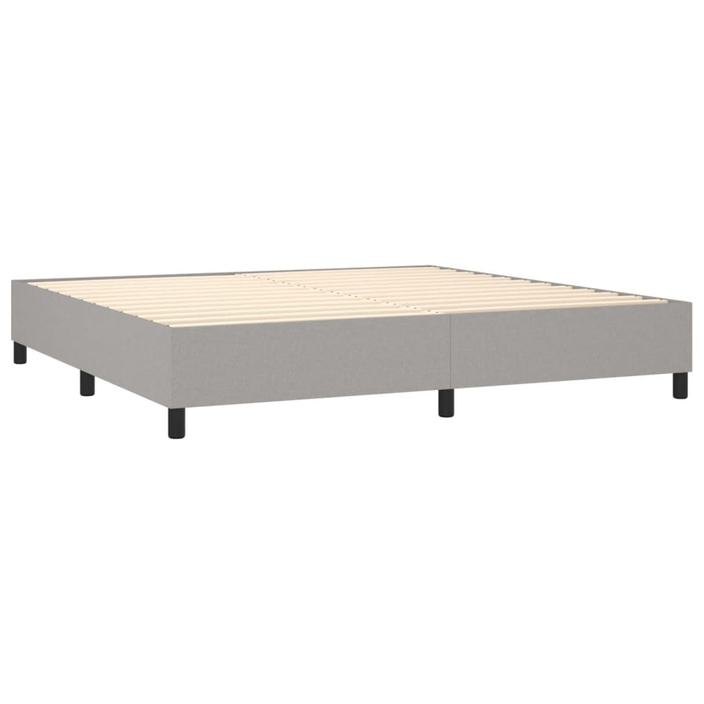 Κρεβάτι Boxspring με Στρώμα Ανοιχτό Γκρι 200x200 εκ. Υφασμάτινο