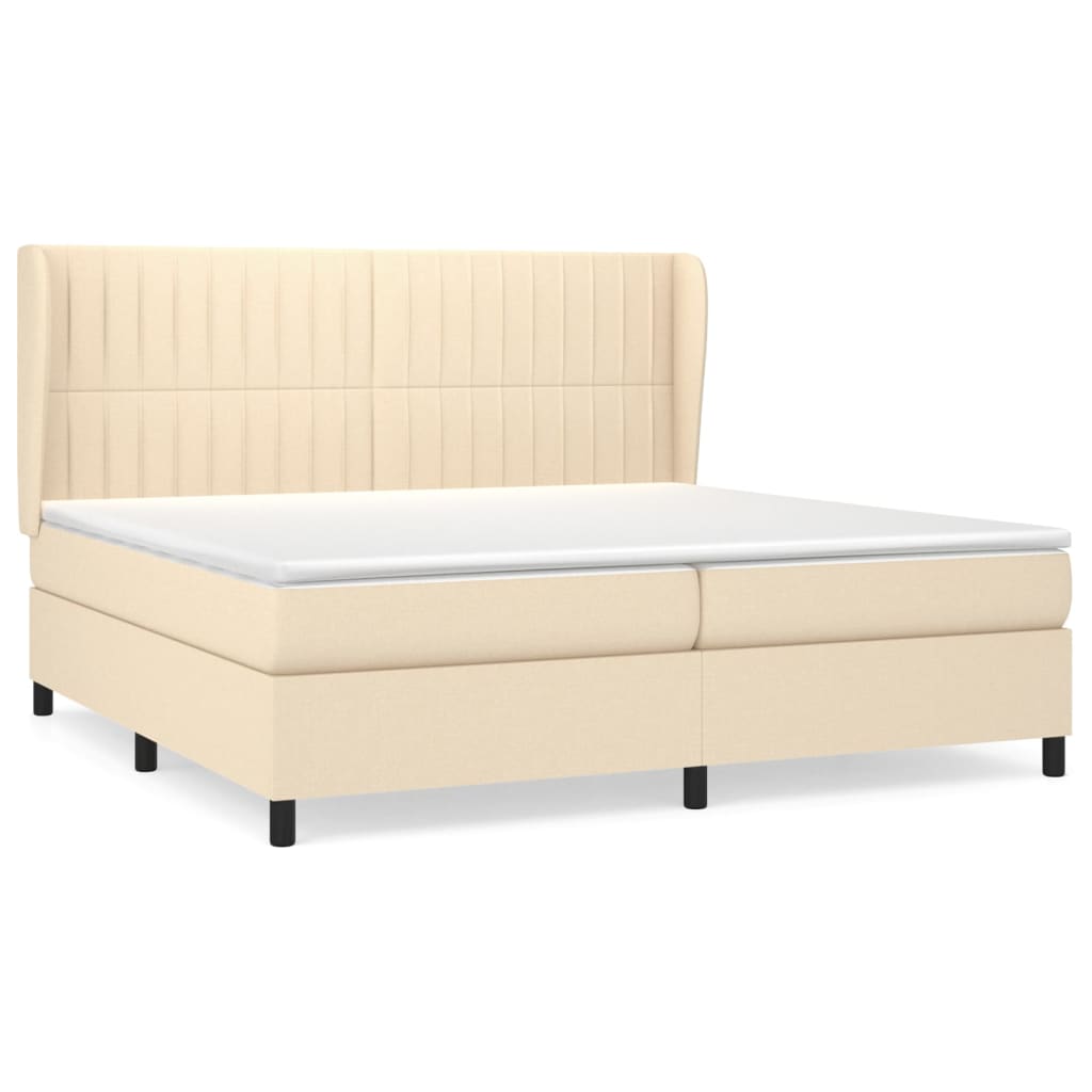 Κρεβάτι Boxspring με Στρώμα Κρεμ 200x200 εκ. Υφασμάτινο