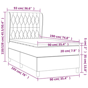 Κρεβάτι Boxspring με Στρώμα Κρεμ 90x190 εκ.Υφασμάτινο