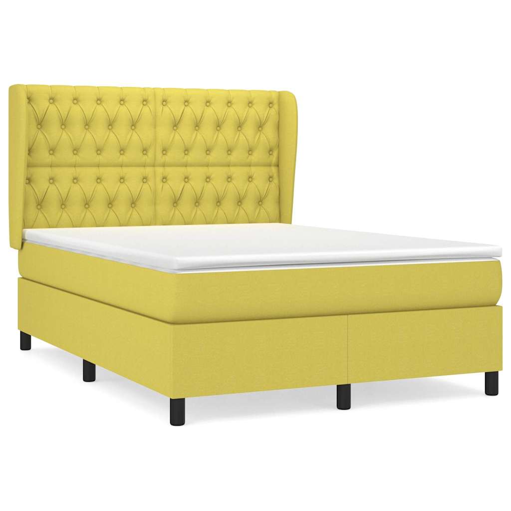 Κρεβάτι Boxspring με Στρώμα Πράσινο 140x190 εκ. Υφασμάτινο
