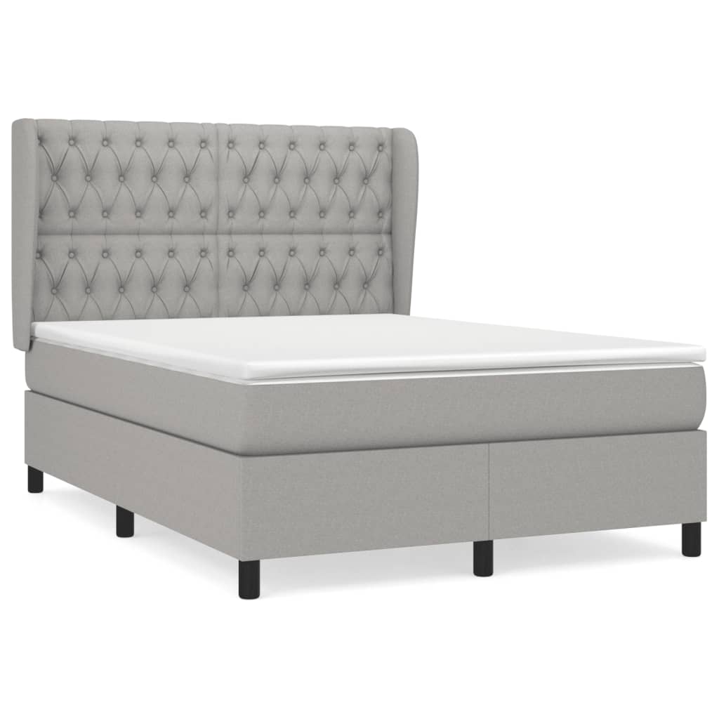 Κρεβάτι Boxspring με Στρώμα Ανοιχτό Γκρι 140x200 εκ. Υφασμάτινο