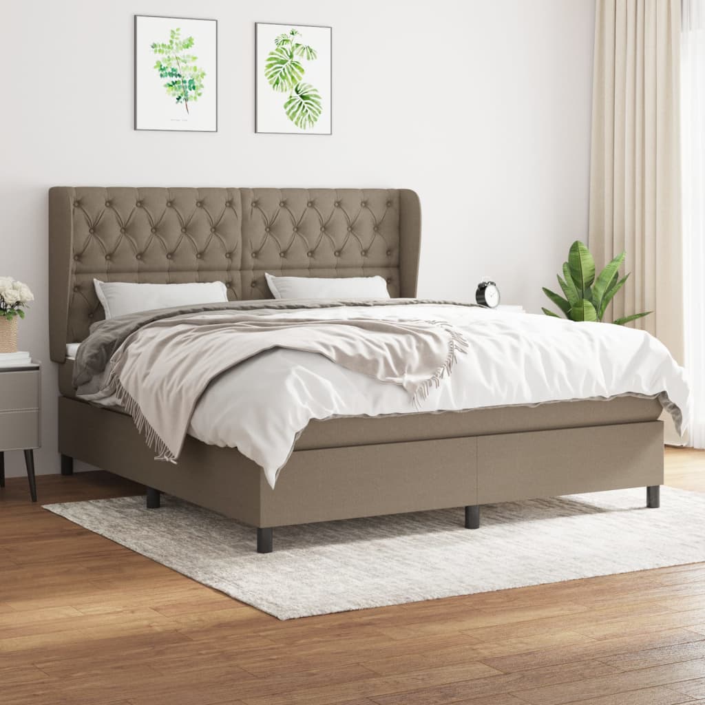 Κρεβάτι Boxspring με Στρώμα Taupe 160x200 εκ. Υφασμάτινο - Pakobazaar