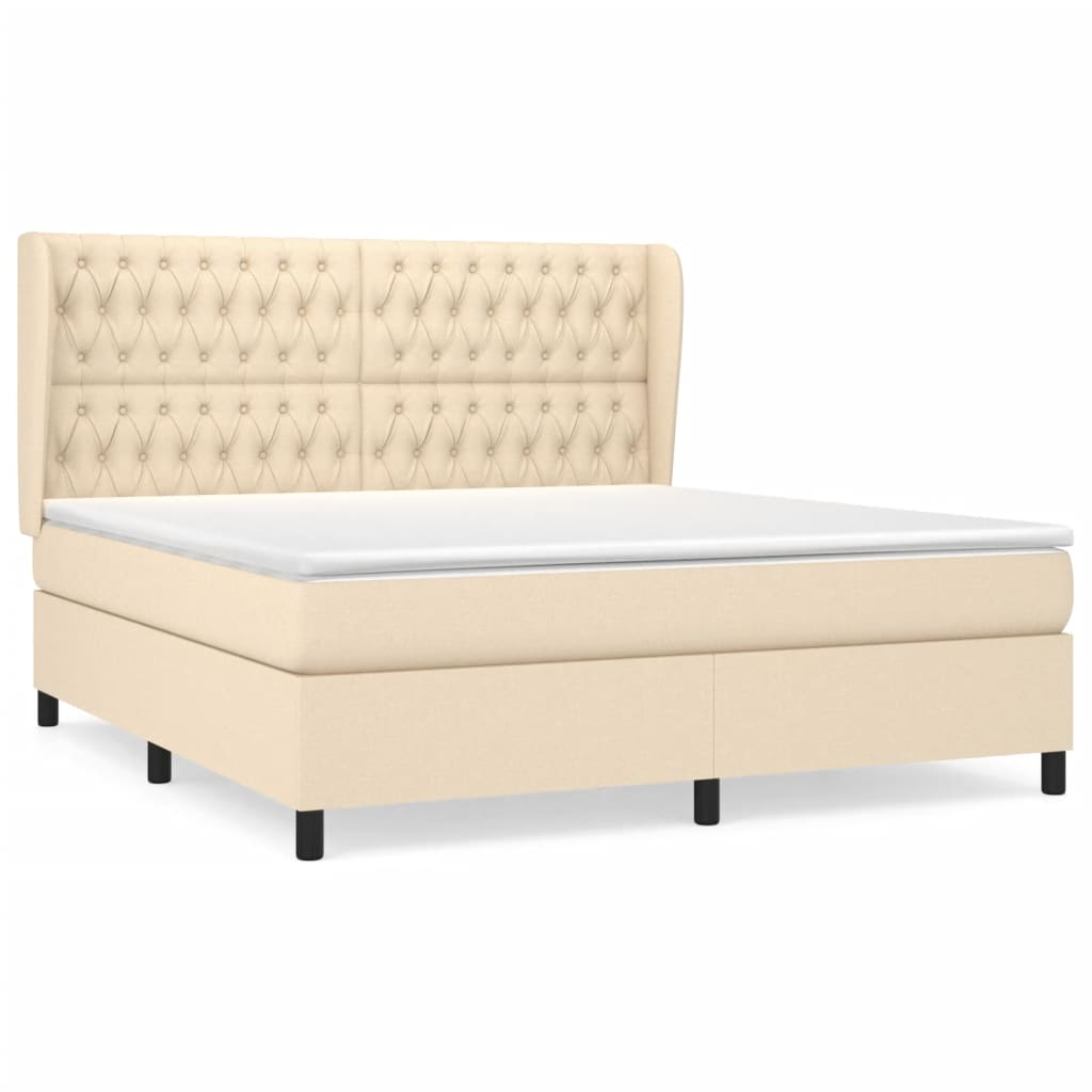 Κρεβάτι Boxspring με Στρώμα Κρεμ 180x200 εκ. Υφασμάτινο
