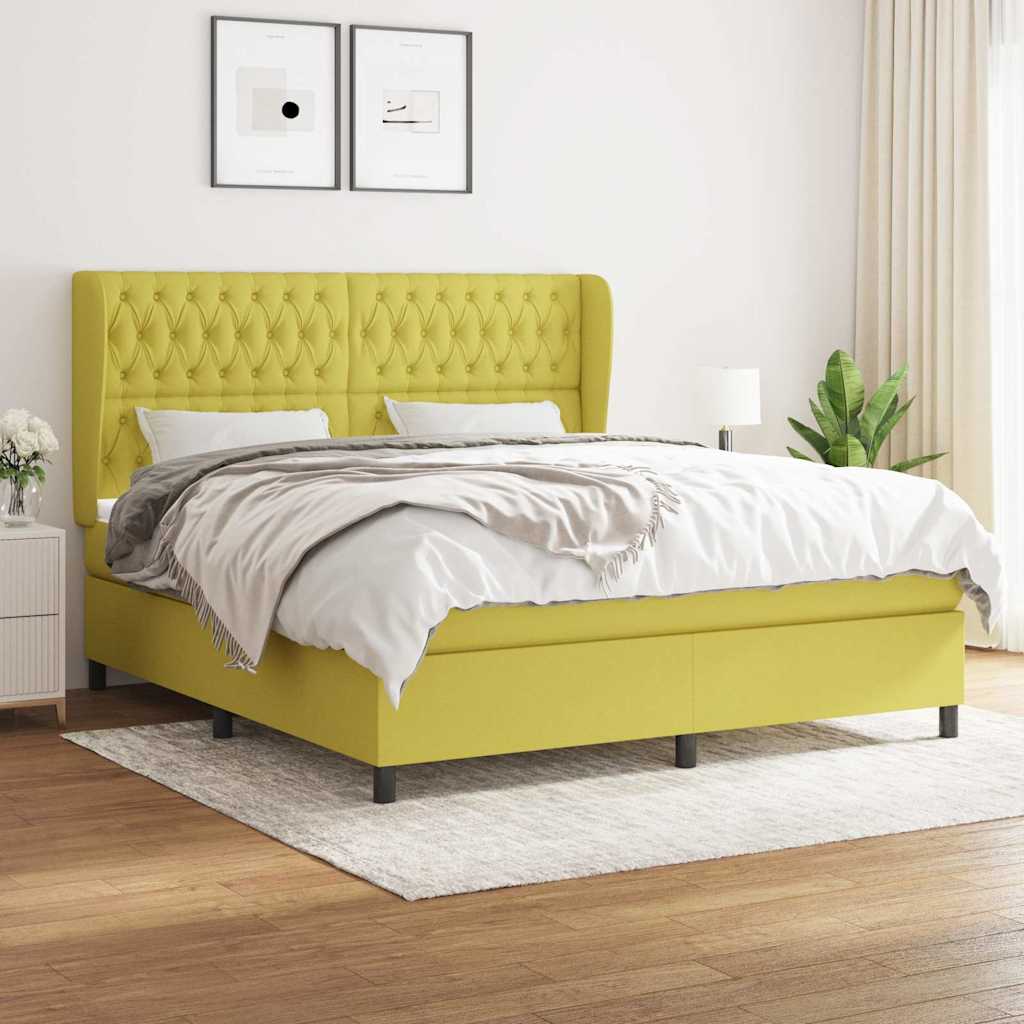Κρεβάτι Boxspring με Στρώμα Πράσινο 180x200 εκ.Υφασμάτινο