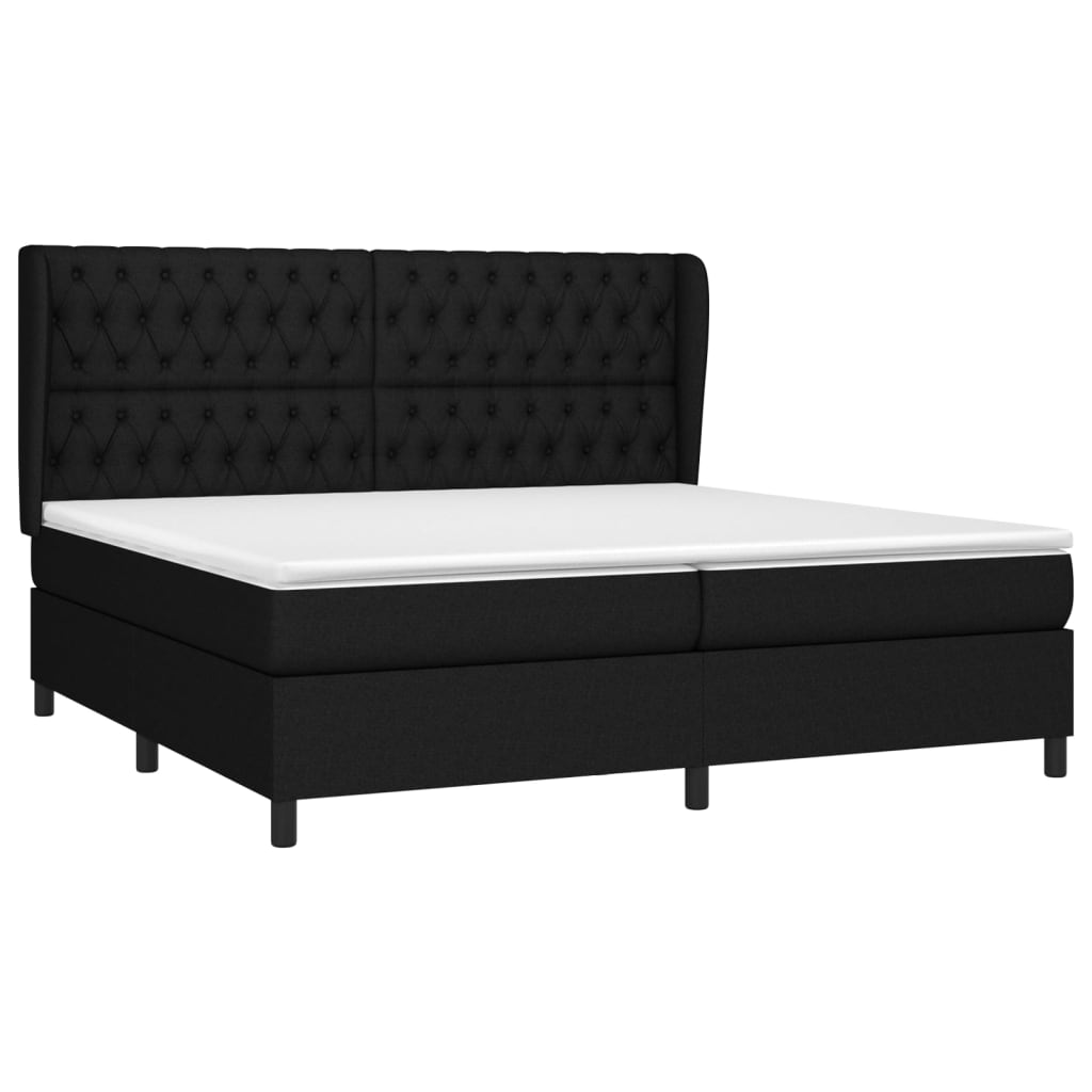 Κρεβάτι Boxspring με Στρώμα Μαύρο 200x200 εκ. Υφασμάτινο
