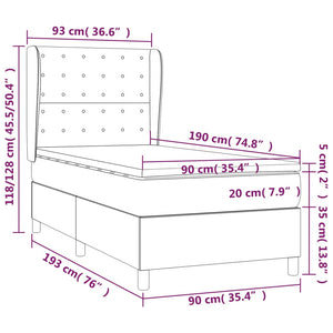 Κρεβάτι Boxspring με Στρώμα Πράσινο 90x190 εκ.Υφασμάτινο