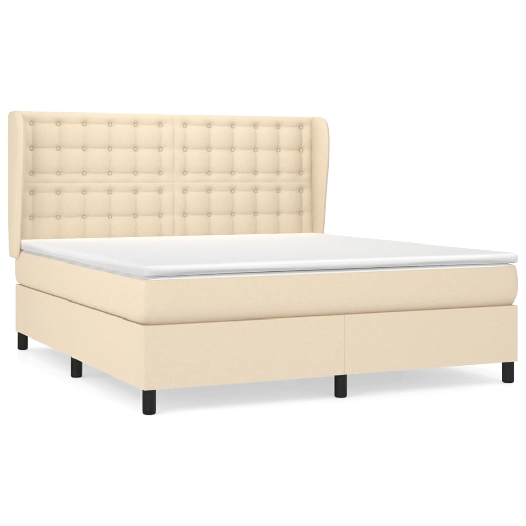 Κρεβάτι Boxspring με Στρώμα Κρεμ 160x200 εκ. Υφασμάτινο