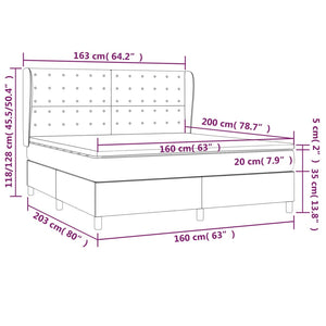 Κρεβάτι Boxspring με Στρώμα Μπλε 160x200 εκ. Υφασμάτινο