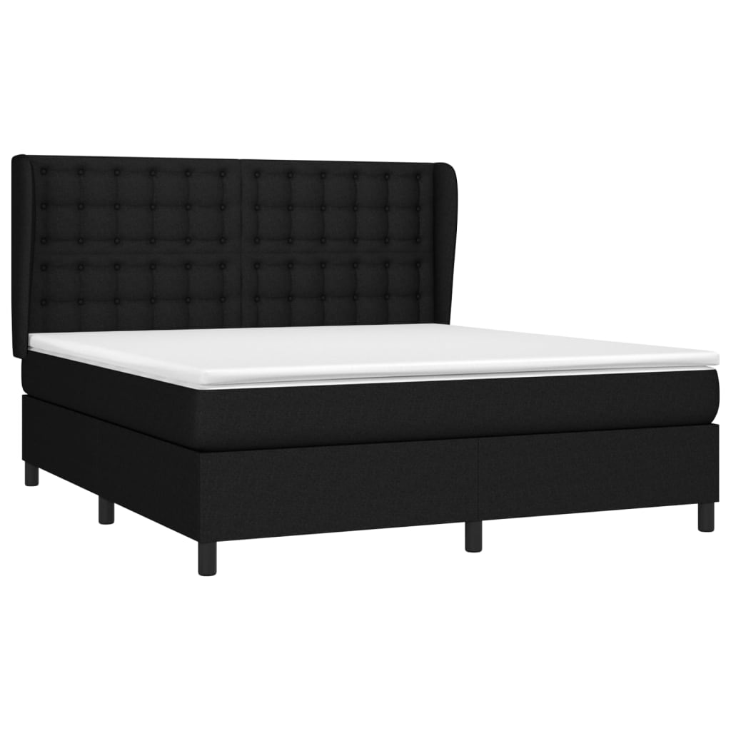 Κρεβάτι Boxspring με Στρώμα Μαύρο 180x200 εκ. Υφασμάτινο