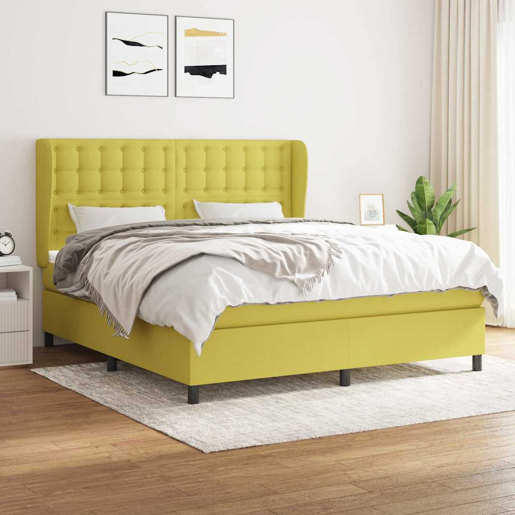 Κρεβάτι Boxspring με Στρώμα Πράσινο 180x200 εκ.Υφασμάτινο