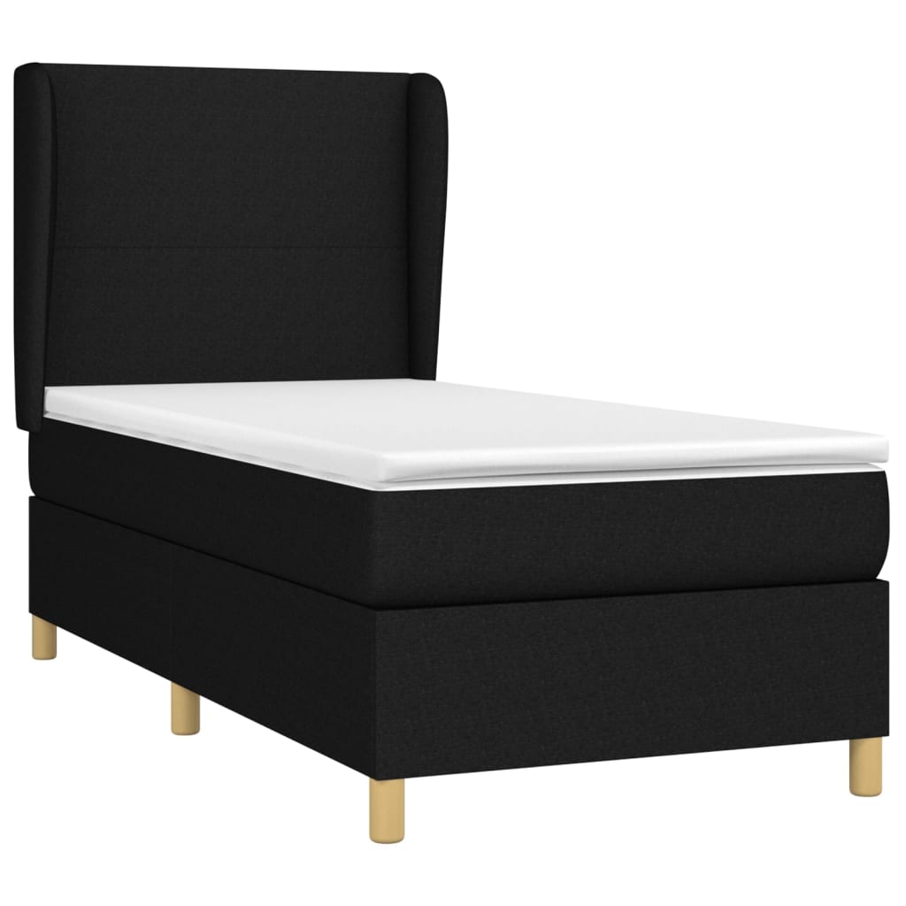 Κρεβάτι Boxspring με Στρώμα Μαύρο 80 x 200 εκ. Υφασμάτινο