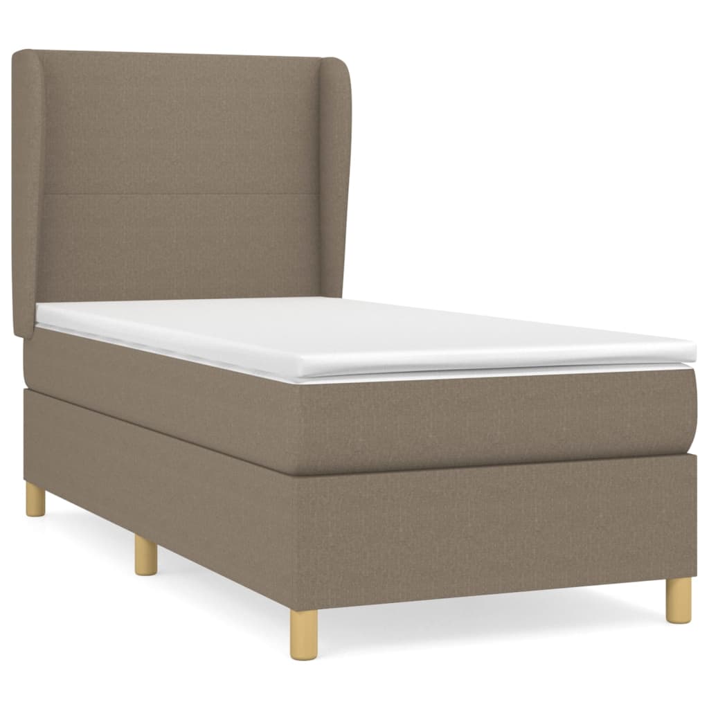 Κρεβάτι Boxspring με Στρώμα Taupe 90x190 εκ.Υφασμάτινο