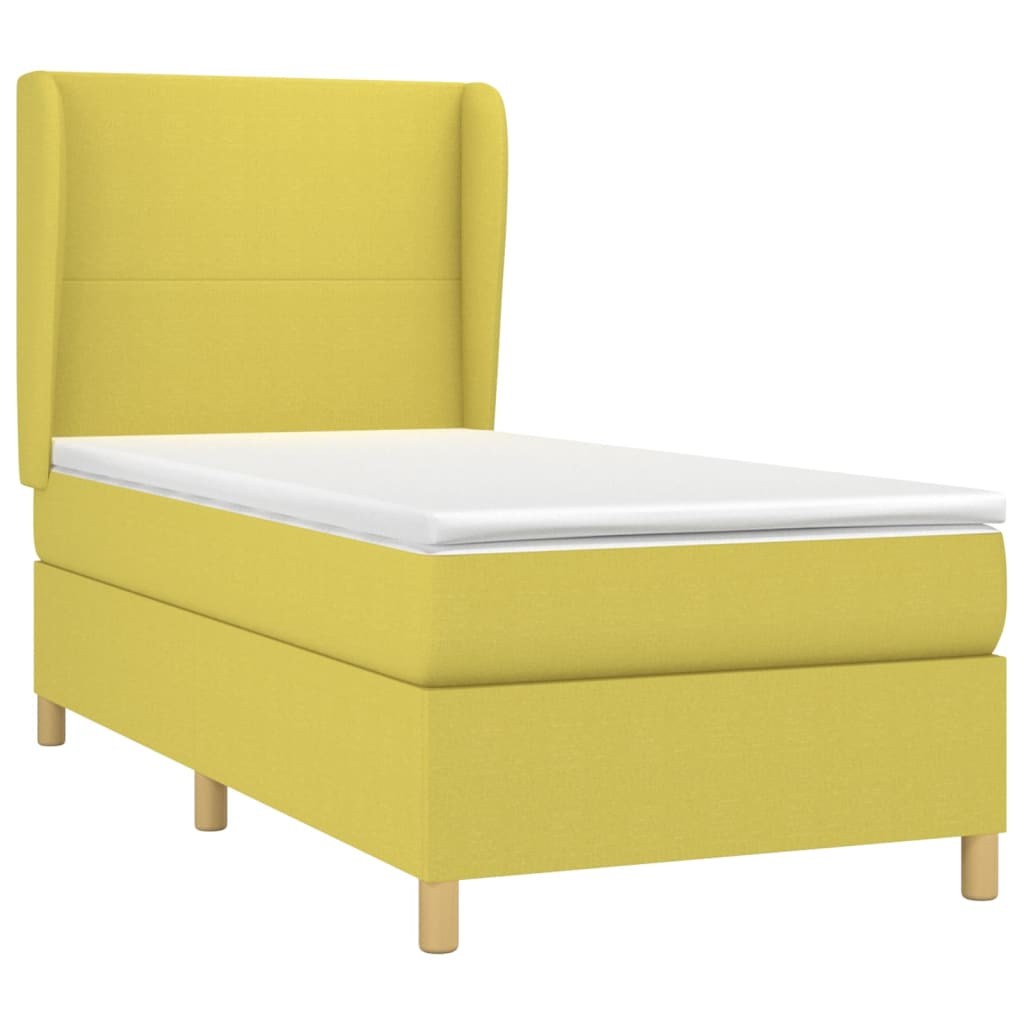 Κρεβάτι Boxspring με Στρώμα Πράσινο 90x190 εκ.Υφασμάτινο