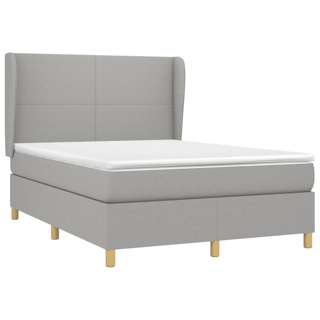 Κρεβάτι Boxspring με Στρώμα Ανοιχτό Γκρι 140x190 εκ. Υφασμάτινο