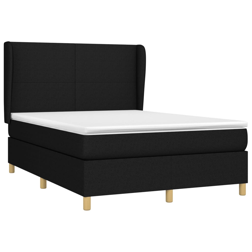 Κρεβάτι Boxspring με Στρώμα Μαύρο 140x190 εκ. Υφασμάτινο