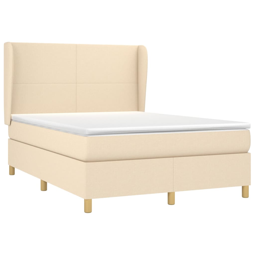 Κρεβάτι Boxspring με Στρώμα Κρεμ 140x190 εκ. Υφασμάτινο - Pakobazaar