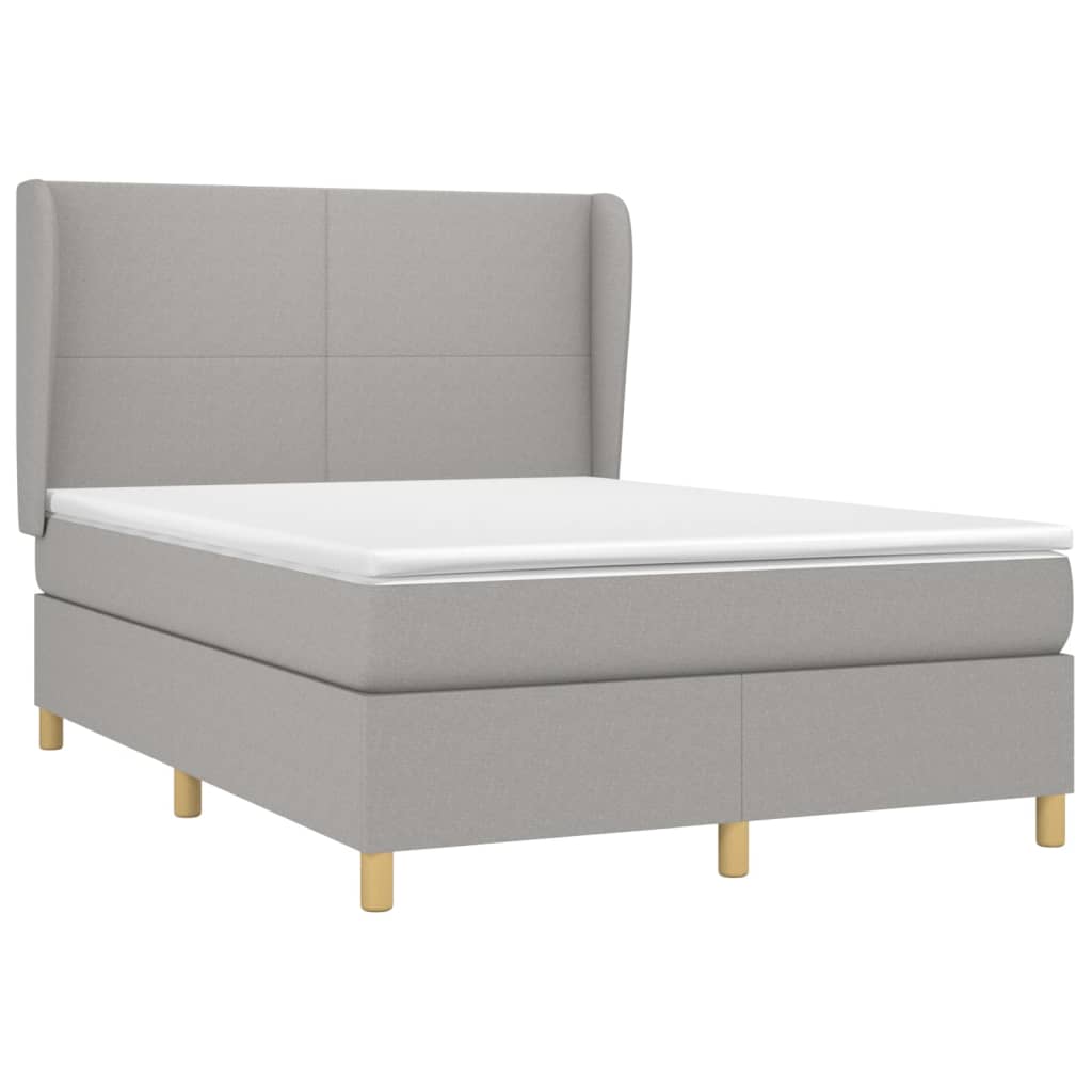 Κρεβάτι Boxspring με Στρώμα Ανοιχτό Γκρι 140x200 εκ. Υφασμάτινο