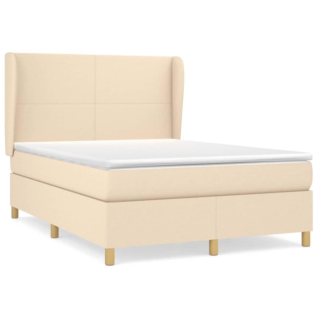 Κρεβάτι Boxspring με Στρώμα Κρεμ 140x200 εκ. Υφασμάτινο