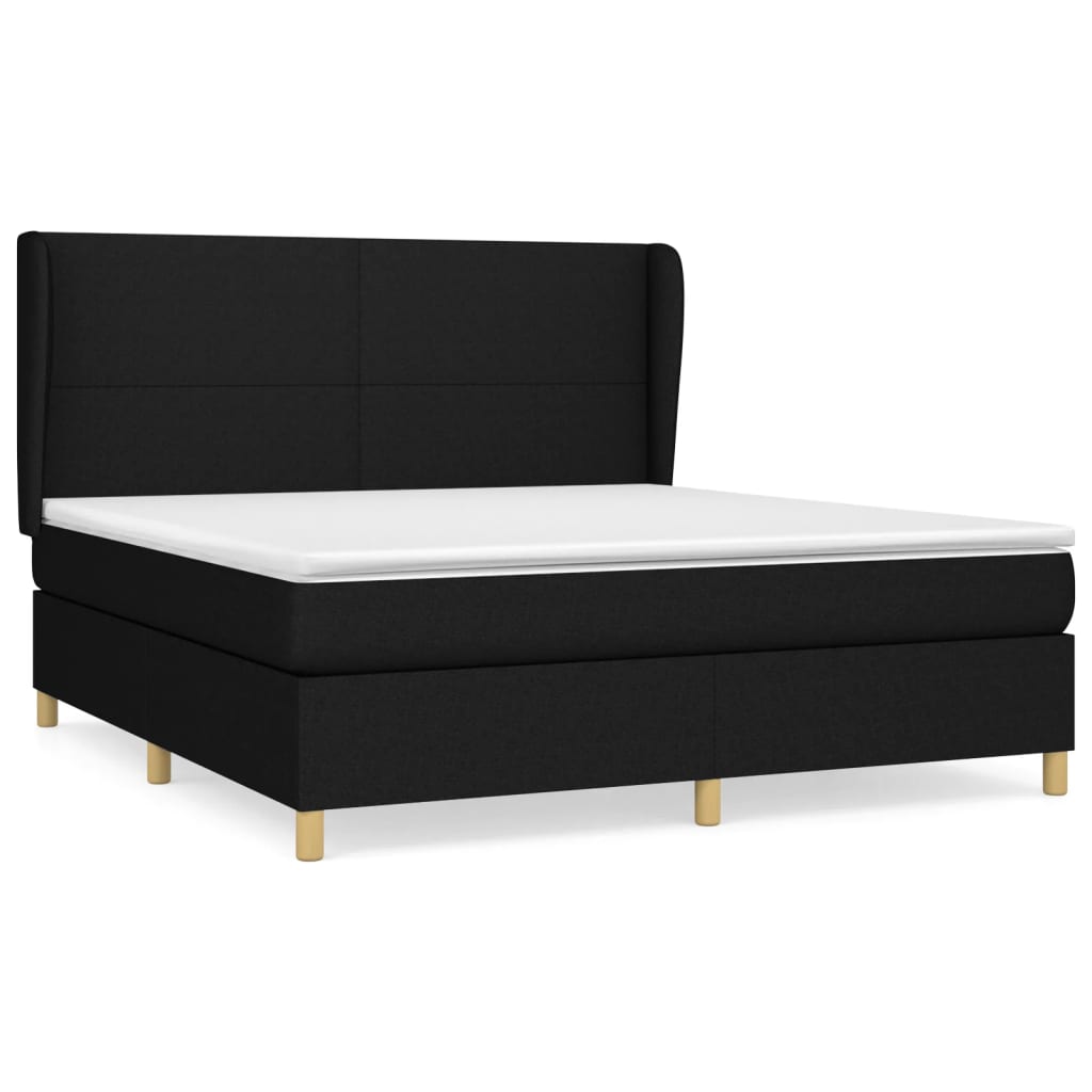 Κρεβάτι Boxspring με Στρώμα Μαύρο 160x200 εκ. Υφασμάτινο