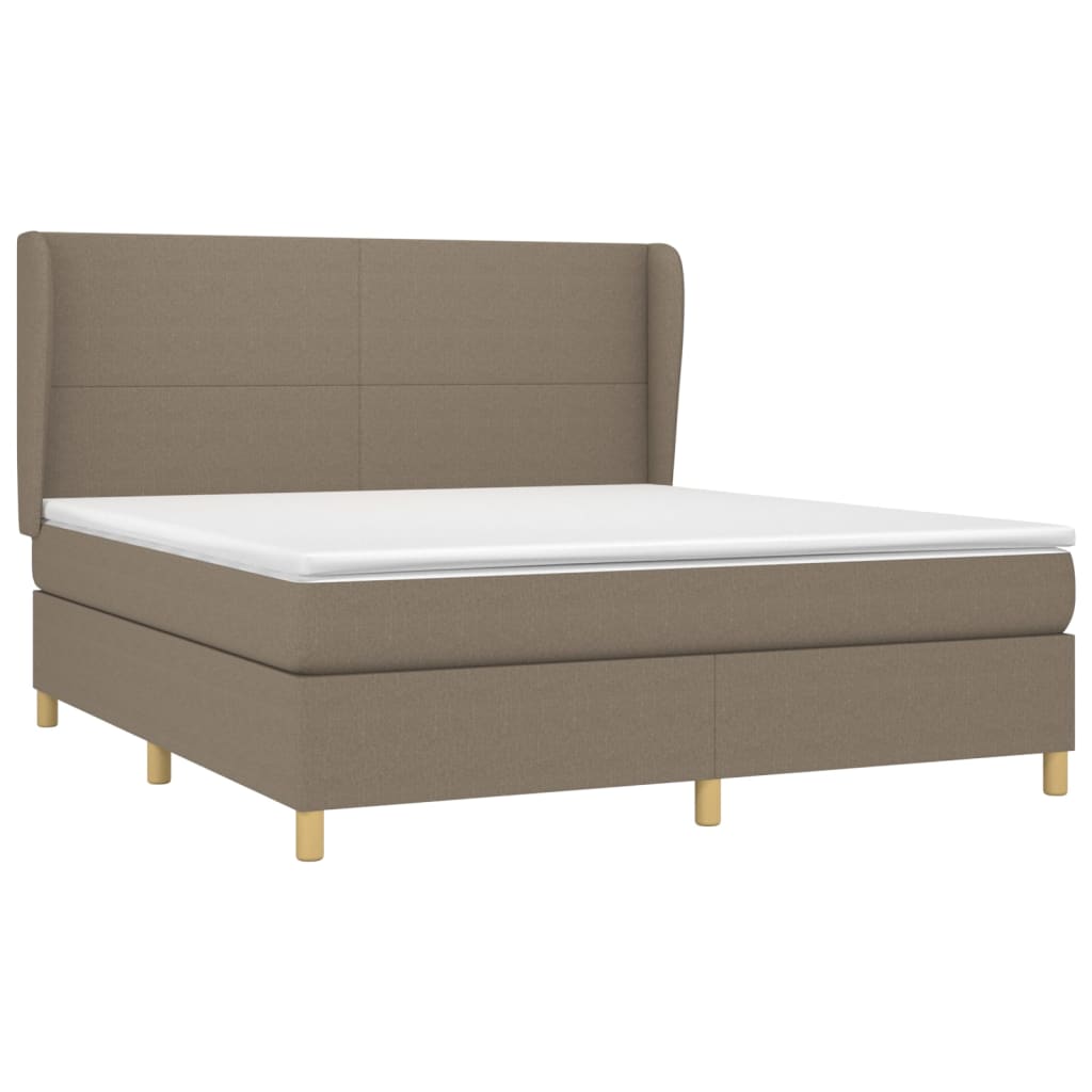 Κρεβάτι Boxspring με Στρώμα Taupe 160x200 εκ. Υφασμάτινο