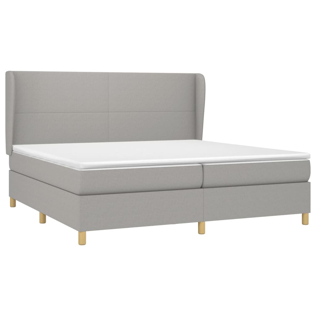 Κρεβάτι Boxspring με Στρώμα Ανοιχτό Γκρι 200x200 εκ. Υφασμάτινο