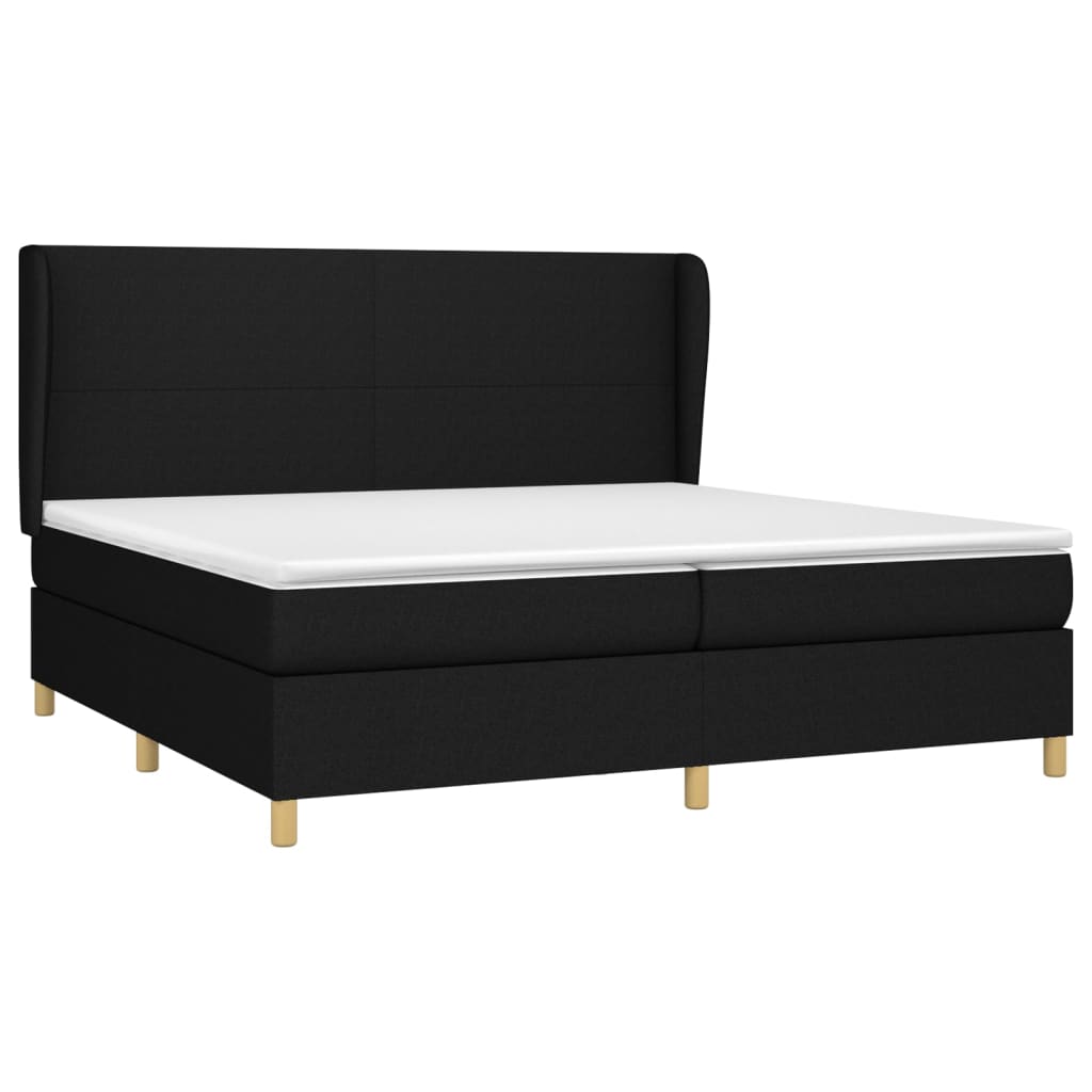 Κρεβάτι Boxspring με Στρώμα Μαύρο 200x200 εκ. Υφασμάτινο - Pakobazaar