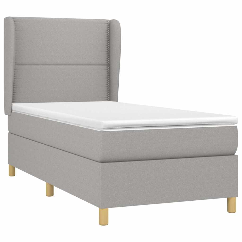 Κρεβάτι Boxspring με Στρώμα Ανοιχτό Γκρι 80x200 εκ. Υφασμάτινο