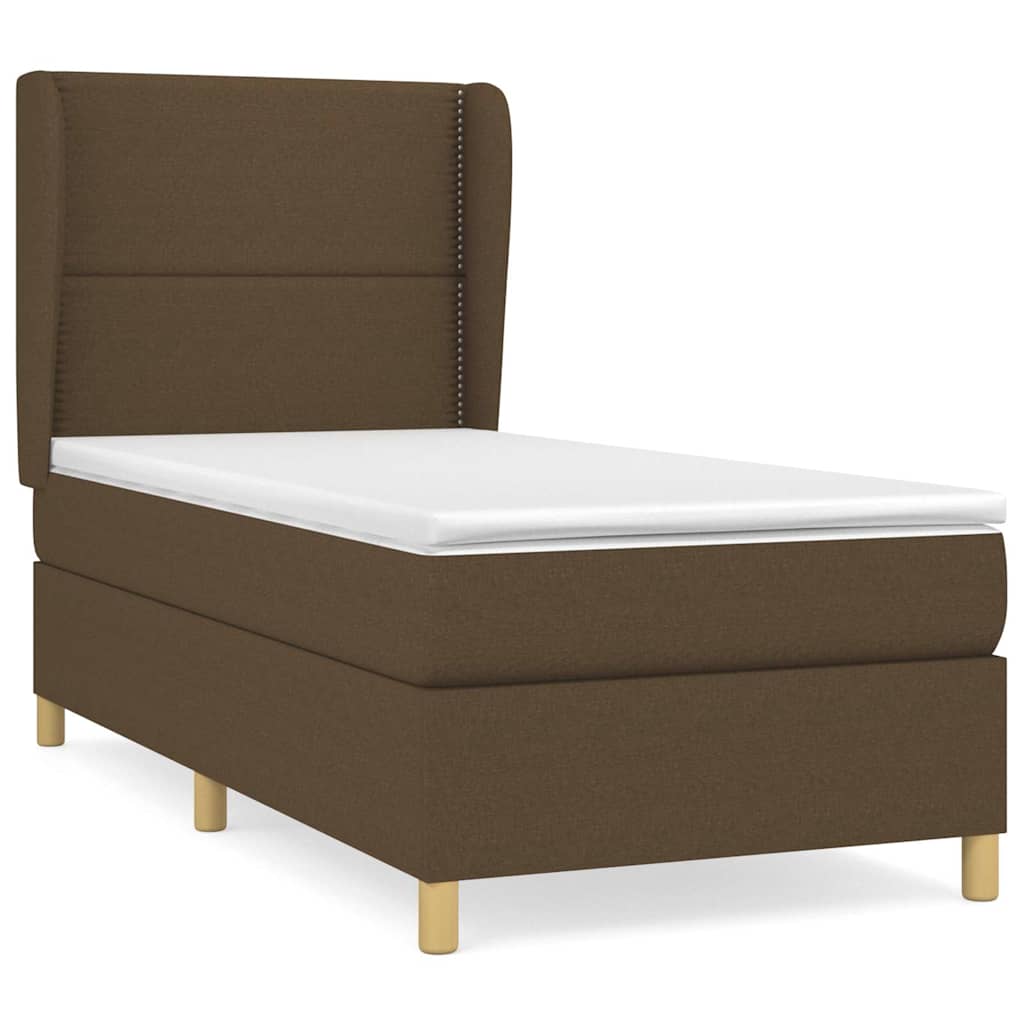 Κρεβάτι Boxspring με Στρώμα Σκούρο Καφέ 80x200 εκ. Υφασμάτινο