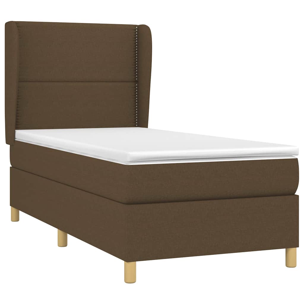 Κρεβάτι Boxspring με Στρώμα Σκούρο Καφέ 80x200 εκ. Υφασμάτινο