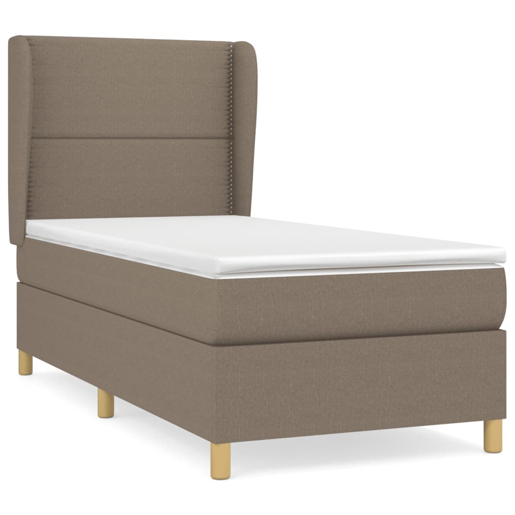 Κρεβάτι Boxspring με Στρώμα Taupe 90x200 εκ. Υφασμάτινο