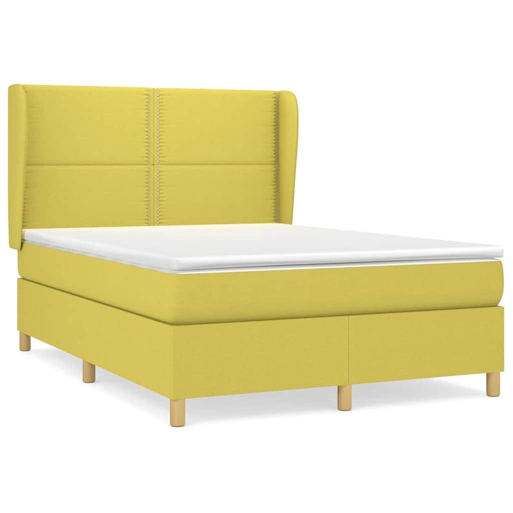 Κρεβάτι Boxspring με Στρώμα Πράσινο 140x190 εκ. Υφασμάτινο