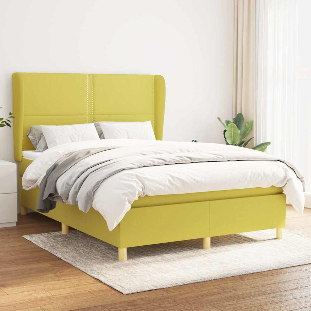 Κρεβάτι Boxspring με Στρώμα Πράσινο 140x190 εκ. Υφασμάτινο