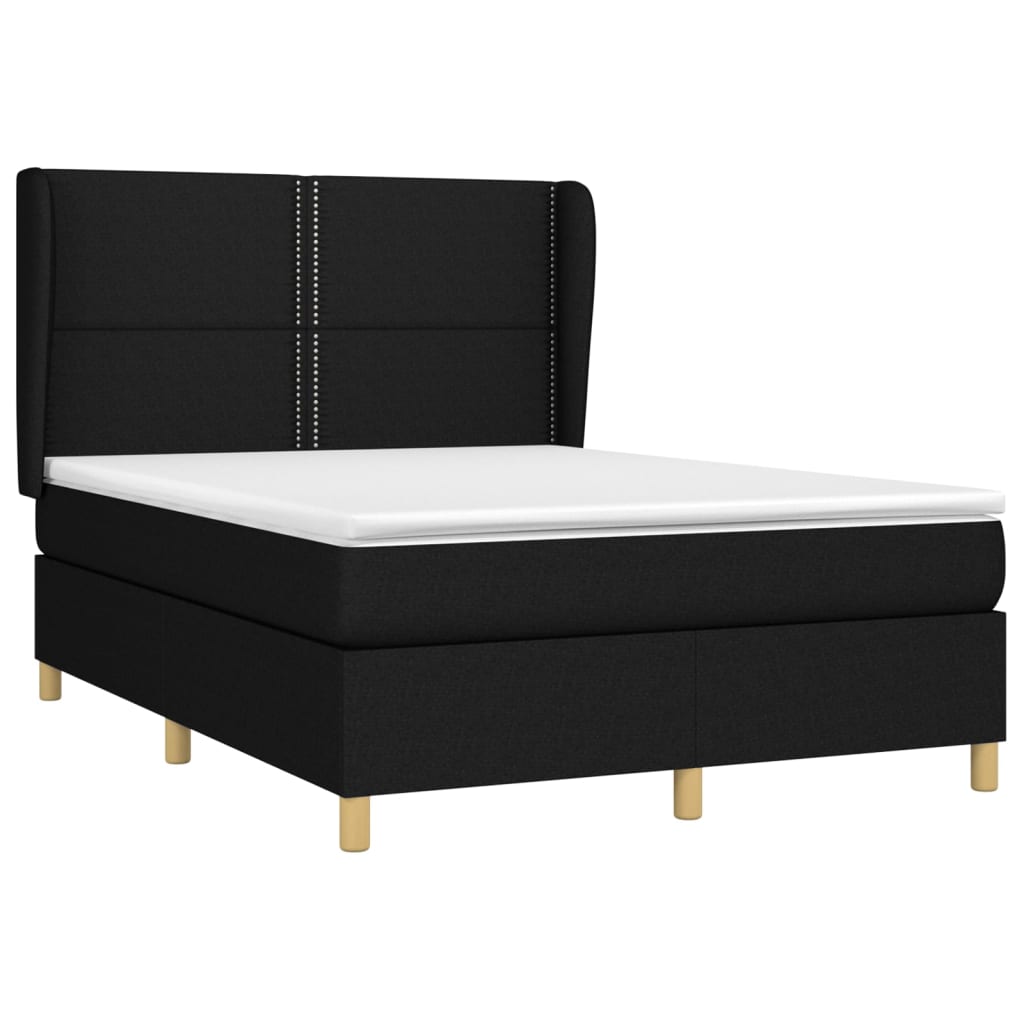 Κρεβάτι Boxspring με Στρώμα Μαύρο 140x200 εκ. Υφασμάτινο