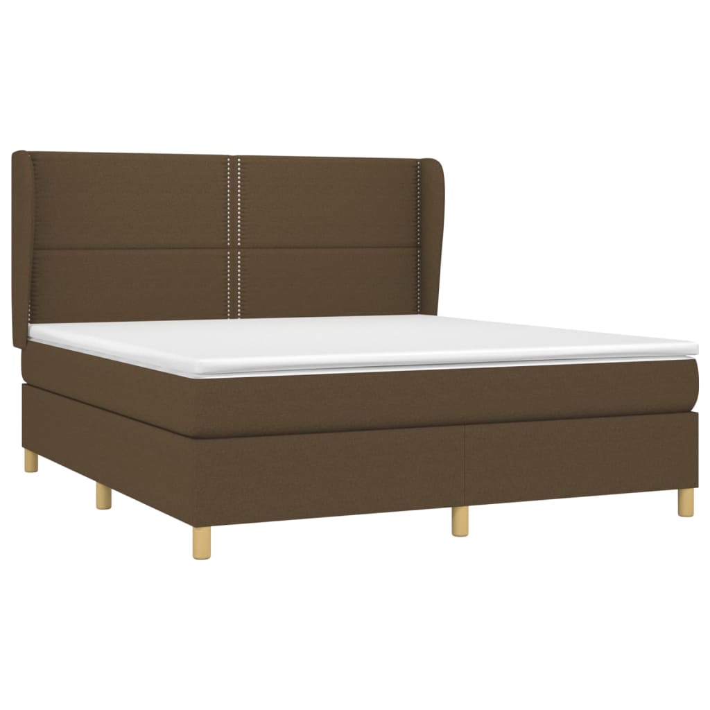 Κρεβάτι Boxspring με Στρώμα Σκούρο Καφέ 180x200 εκ Υφασμάτινο