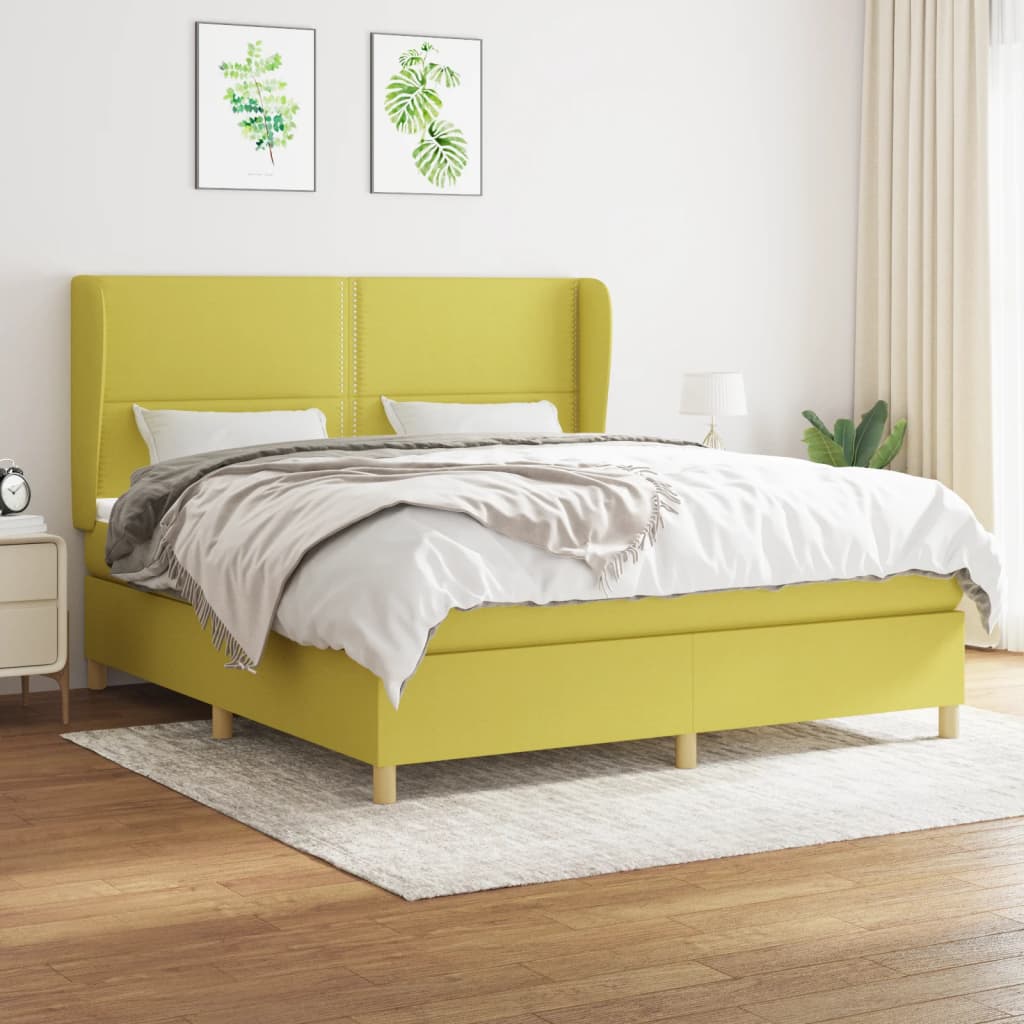 Κρεβάτι Boxspring με Στρώμα Πράσινο 180x200 εκ.Υφασμάτινο