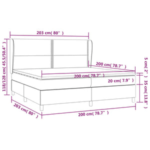 Κρεβάτι Boxspring με Στρώμα Κρεμ 200x200 εκ. Υφασμάτινο - Pakobazaar
