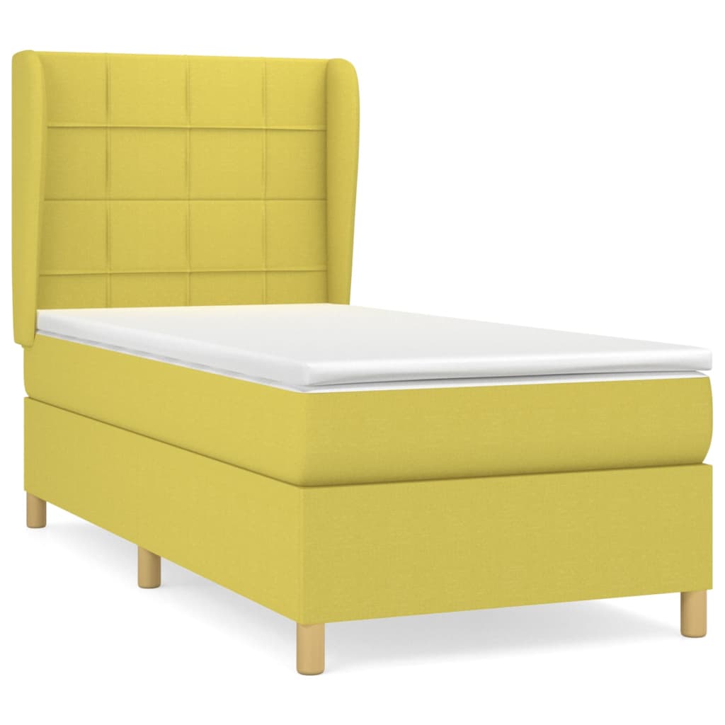 Κρεβάτι Boxspring με Στρώμα Πράσινο 90x190 εκ.Υφασμάτινο