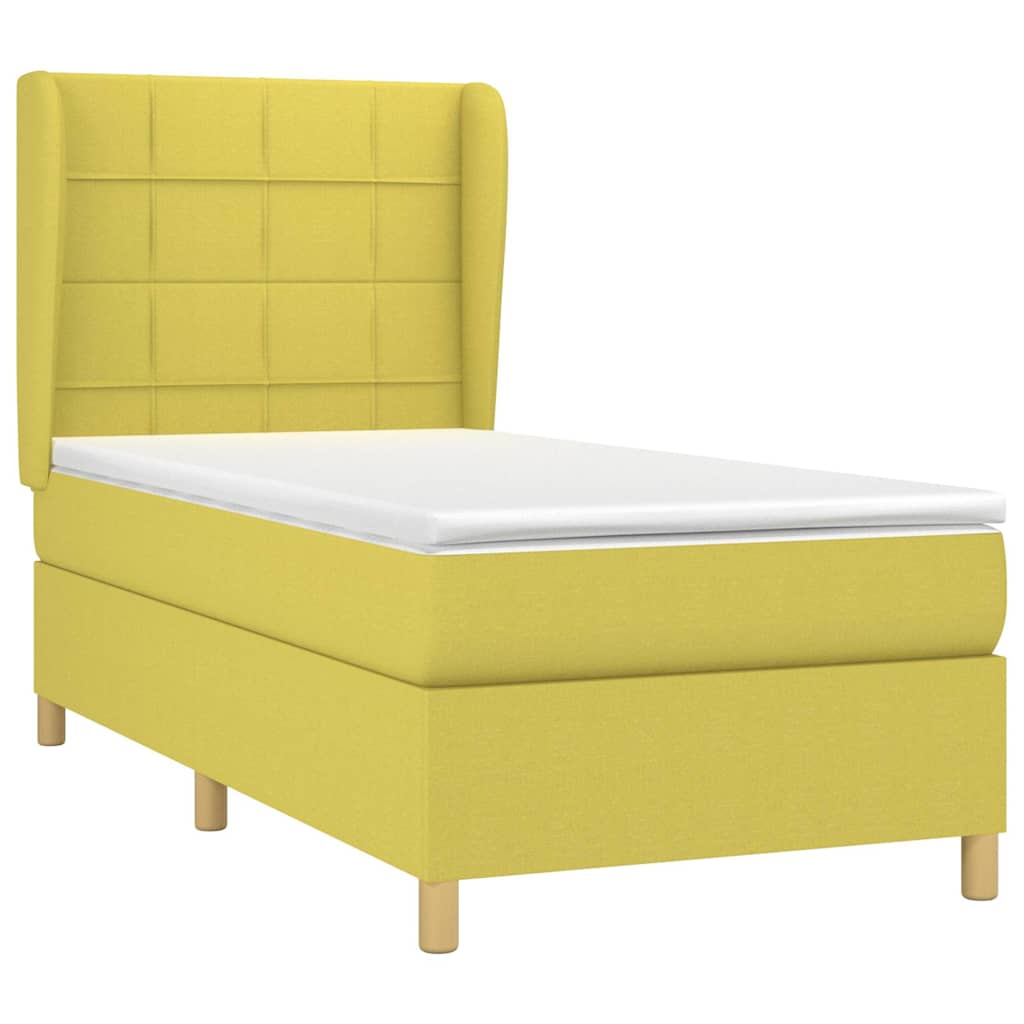 Κρεβάτι Boxspring με Στρώμα Πράσινο 100 x 200 εκ. Υφασμάτινο