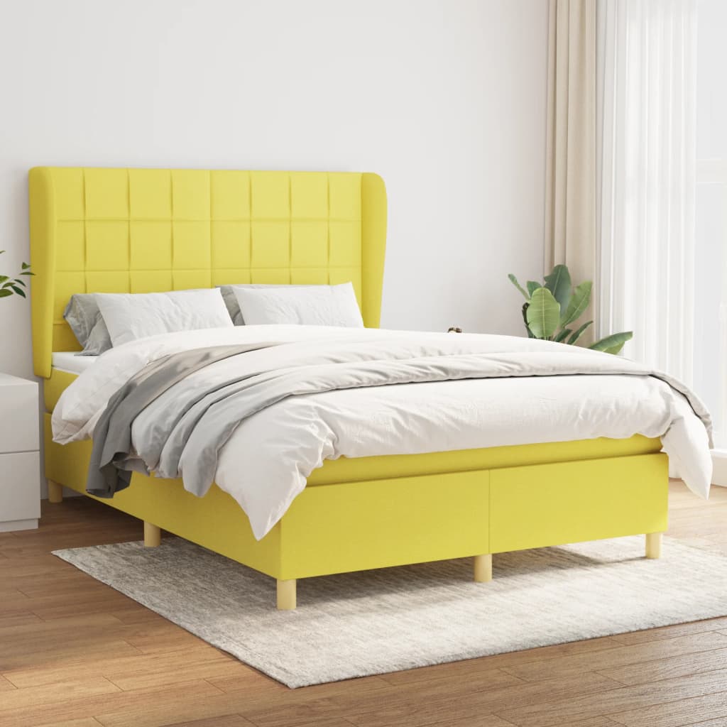 Κρεβάτι Boxspring με Στρώμα Πράσινο 140x190 εκ. Υφασμάτινο