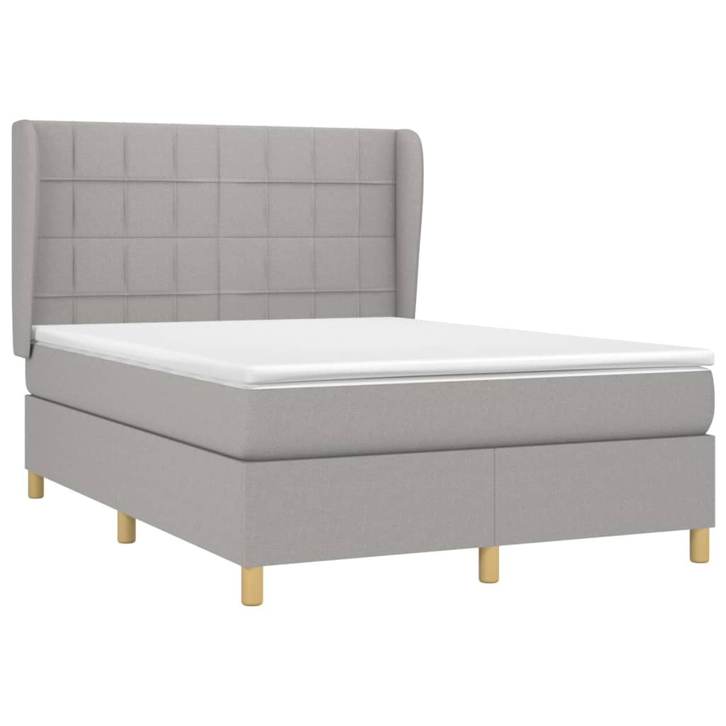 Κρεβάτι Boxspring με Στρώμα Ανοιχτό Γκρι 140x200 εκ. Υφασμάτινο