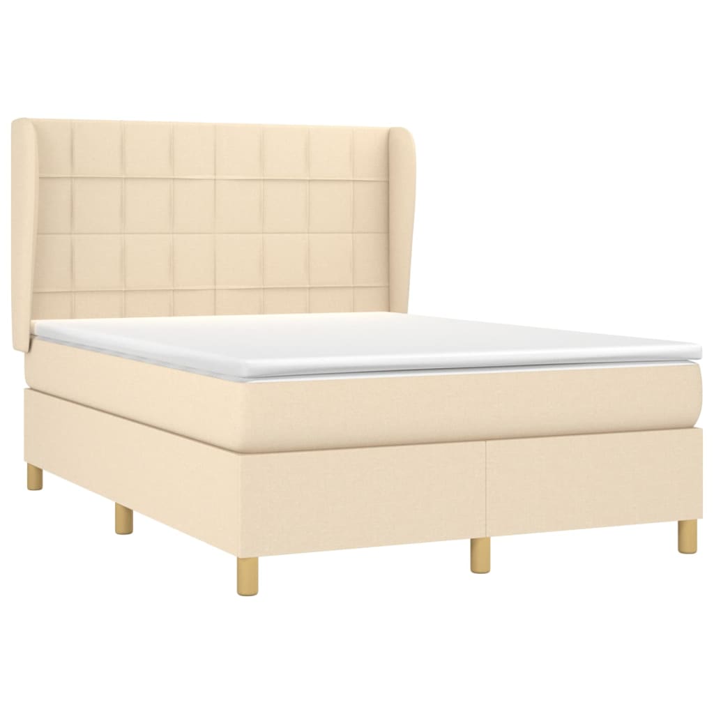 Κρεβάτι Boxspring με Στρώμα Κρεμ 140x200 εκ. Υφασμάτινο