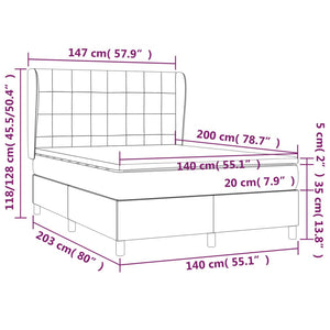 Κρεβάτι Boxspring με Στρώμα Πράσινο 140x200 εκ.Υφασμάτινο - Pakobazaar