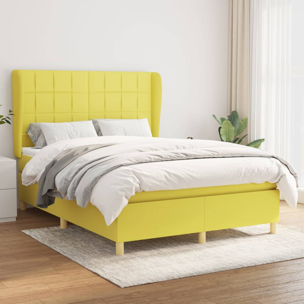 Κρεβάτι Boxspring με Στρώμα Πράσινο 140x200 εκ.Υφασμάτινο - Pakobazaar