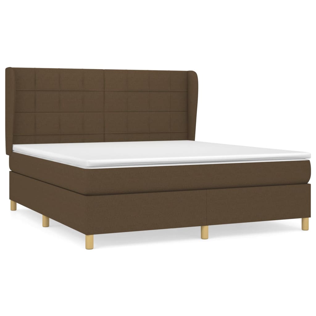 Κρεβάτι Boxspring με Στρώμα Σκούρο Καφέ 160x200 εκ Υφασμάτινο - Pakobazaar