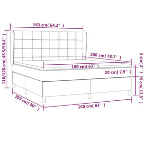Κρεβάτι Boxspring με Στρώμα Σκούρο Καφέ 160x200 εκ Υφασμάτινο - Pakobazaar
