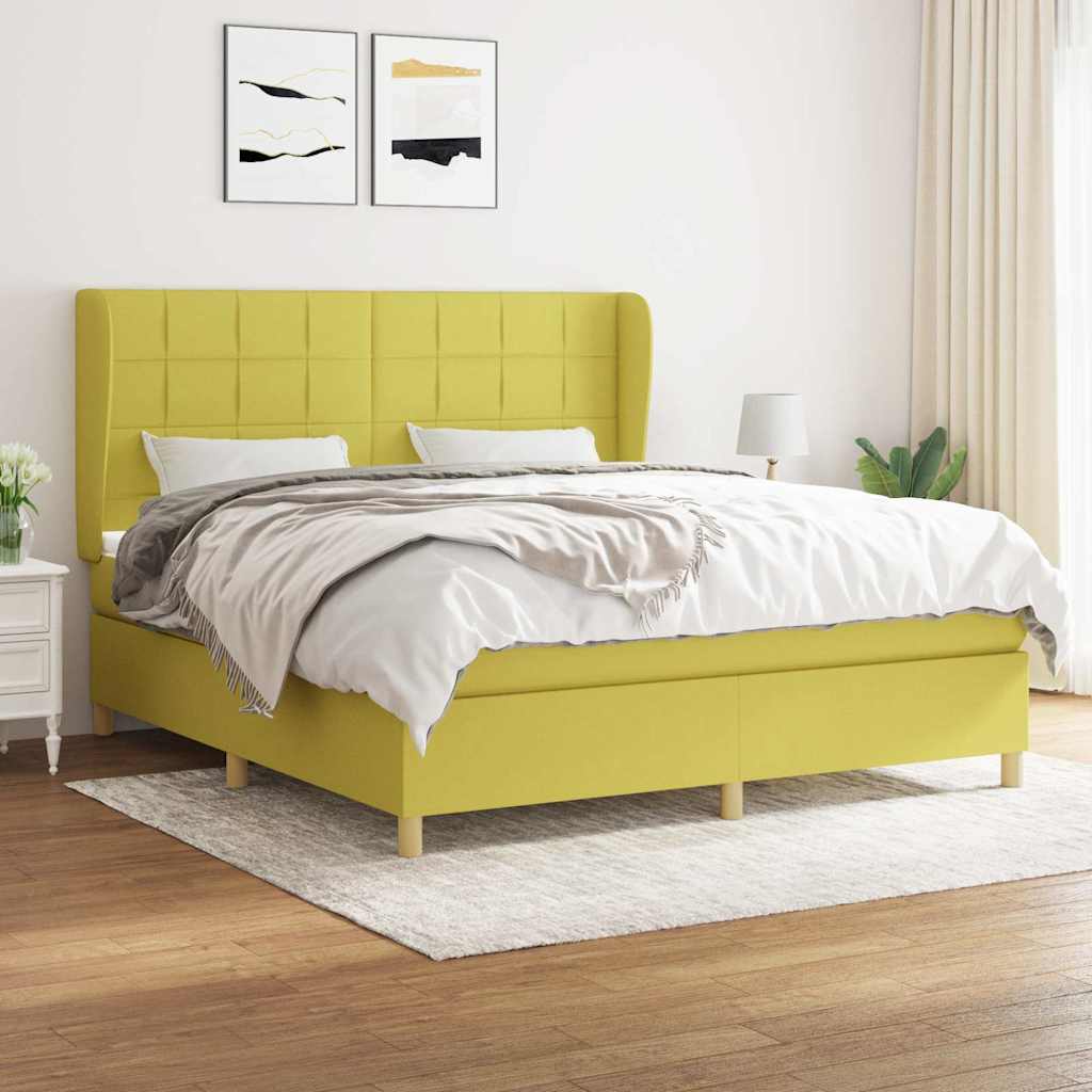Κρεβάτι Boxspring με Στρώμα Πράσινο 180x200 εκ.Υφασμάτινο - Pakobazaar